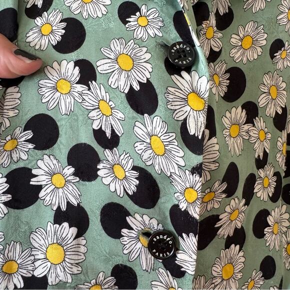 Sandro Divine Green Daisy Polkadot Playsuit Romper 36 / 2-4 / S - Picture 11 of 14
